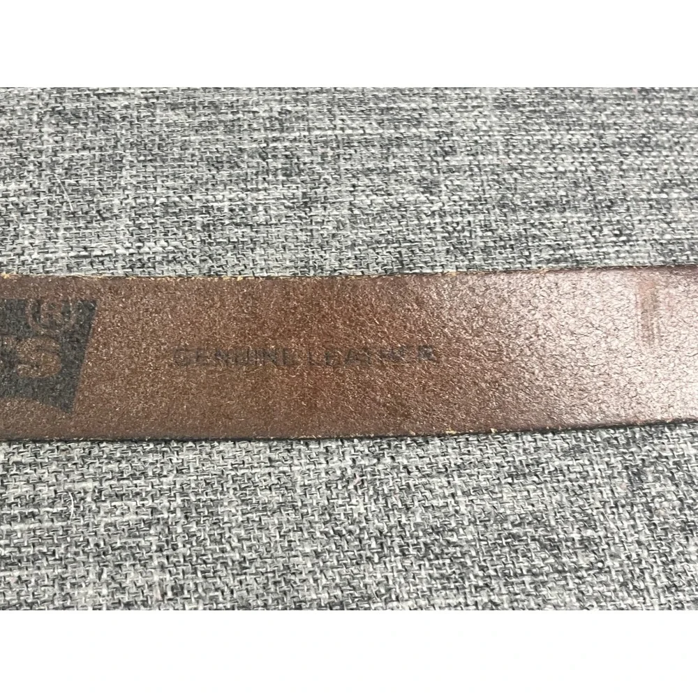 Levis Mens Brown Genuine Leather Belt Size 38 Distressed Vintage Western